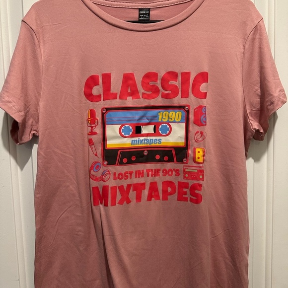 SHEIN Tops - SHEIN Pink Classic Mixtapes Tee